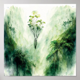 Trendy Waterverf Art Forest Painting Cod.02 Poster
