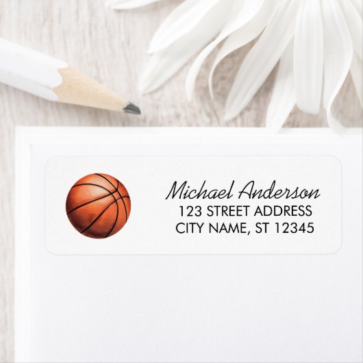 Trendy waterverf basketbal retouradres etiket (Insitu)
