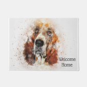 Trendy Waterverf Basset Hound Personalized Deurmat (Voorkant)