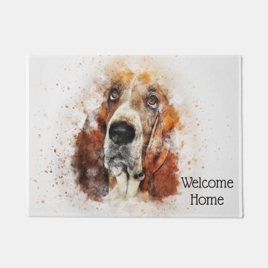 Trendy Waterverf Basset Hound Personalized Deurmat (Voorkant)