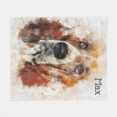 Trendy Waterverf Basset Hound Personalized Fleece Deken (Voorkant (Horizontaal))