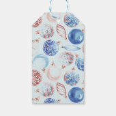 Trendy Waterverf Blauw en Zilver Kerst Gnoom Cadeaulabel (Achterkant)