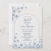 Trendy waterverf blauw wilde bloemen boho boog kaart (Voorkant)