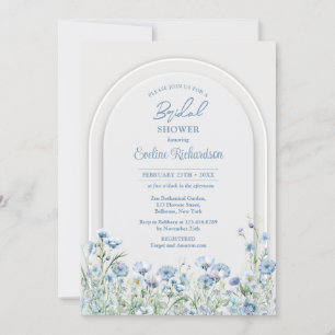 Trendy waterverf blauw wilde bloemen boho boogsali kaart