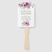 Trendy Waterverf Bloemen Huwelijksprogramma Handwaaier (Voorkant)