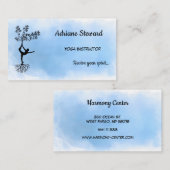 Trendy Waterverf Blue Silhouette Yoga Instructor Visitekaartje (Voorkant / Achterkant)