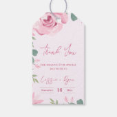 Trendy Waterverf Blush Roze Bloemen Huwelijk Cadeaulabel (Voorkant)