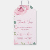Trendy Waterverf Blush Roze Bloemen Huwelijk Cadeaulabel (Achterkant)