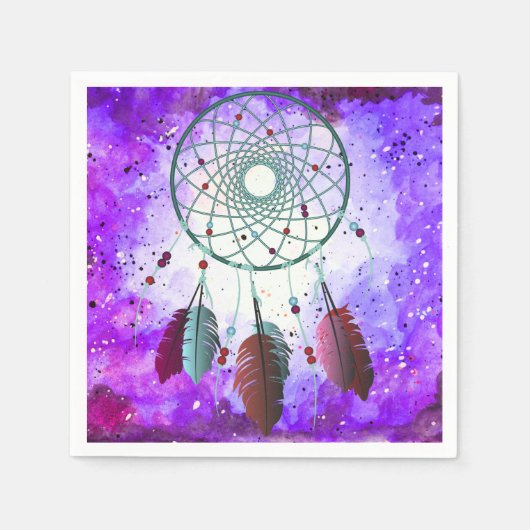 Trendy Waterverf Bohemian Dream Catcher & Nebula Servet (Voorkant)