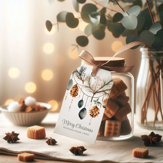 Trendy Waterverf Boho Kerstversieringen Cadeaulabel