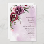 Trendy waterverf boho mauve en bordeaux rozen kaart (Voorkant / Achterkant)