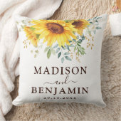 Trendy Waterverf Boho Sunflower Garden Wedding Kussen (Deken)