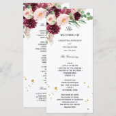 Trendy waterverf bordeauxroze roze bloemig menu (Voorkant / Achterkant)