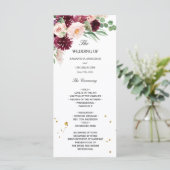 Trendy waterverf bordeauxroze roze bloemig menu (Staand voorkant)