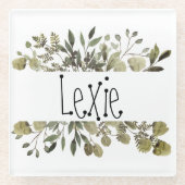 Trendy Waterverf Botanisch aangepast Glazen Onderzetter (Voorkant)