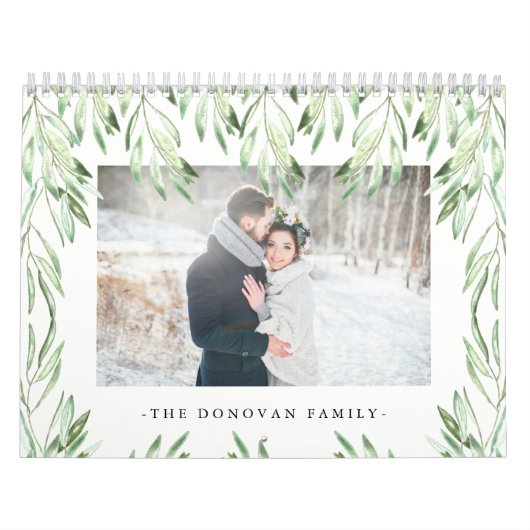 Trendy Waterverf Botanische bladeren | Foto Kalender (Hoes)