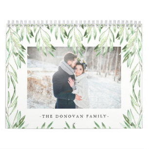 Trendy Waterverf Botanische bladeren   Foto Kalender