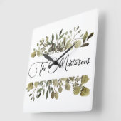 Trendy Waterverf Botanische Familienaam Vierkante Klok (Hoek)