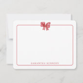 Trendy Waterverf Bow en Border Girly Stationery Notitiekaartje (Voorkant)