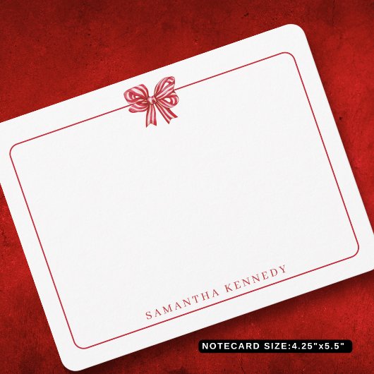 Trendy Waterverf Bow en Border Girly Stationery Notitiekaartje