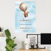 Trendy waterverf bruin teddybeer heteluchtballon poster (Thuiskantoor)