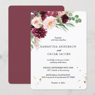 Trendy Waterverf Burgundy Blush Pink Floral Kaart