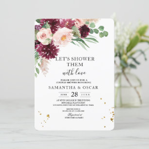 Trendy Waterverf Burgundy Blush Pink Floral Kaart