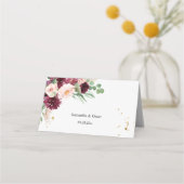 Trendy Waterverf Burgundy Blush Pink Floral Plaatskaartje (Achterkant)