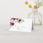 Trendy Waterverf Burgundy Blush Pink Floral Plaatskaartje (Voorkant)