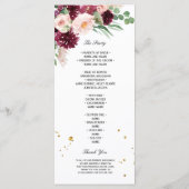 Trendy Waterverf Burgundy Blush Roze Bloemen Menu (Achterkant)