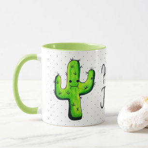 Trendy Waterverf Cactus & Black Stippen Hallo Mok