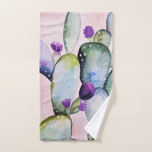 Trendy Waterverf Cactus & Cactus Bloesems Bad Handdoek (Handdoek)