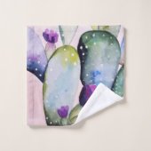 Trendy Waterverf Cactus & Cactus Bloesems Bad Handdoek (Wasdoekje)