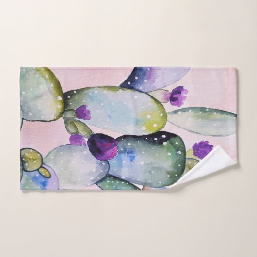 Trendy Waterverf Cactus & Cactus Bloesems Bad Handdoek (Handdoek)