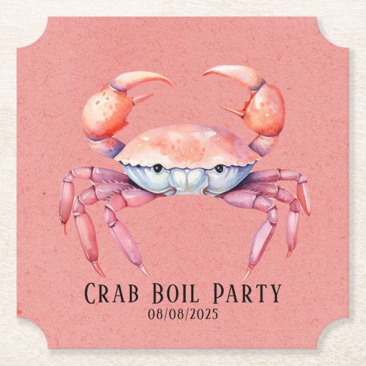 Trendy Waterverf Crab Boil Party / Bedrijf Kartonnen Onderzetters (Voorkant)