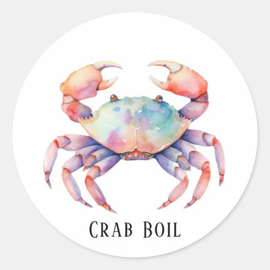 Trendy Waterverf Crab Boil Party Ronde Sticker (Voorkant)