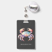Trendy Waterverf Crab Company/Restaurant Custom Badge (Achterkant met uittrekbare clip)