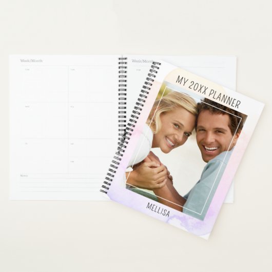 Trendy Waterverf Eén foto naam Sjabloon 2023 Planner (Display)