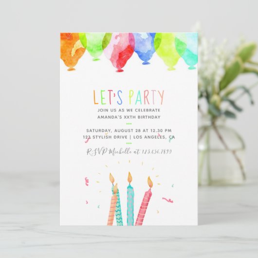 Trendy Waterverf Elke ouderdag nodigt de Partij ui Kaart (Staand voorkant)