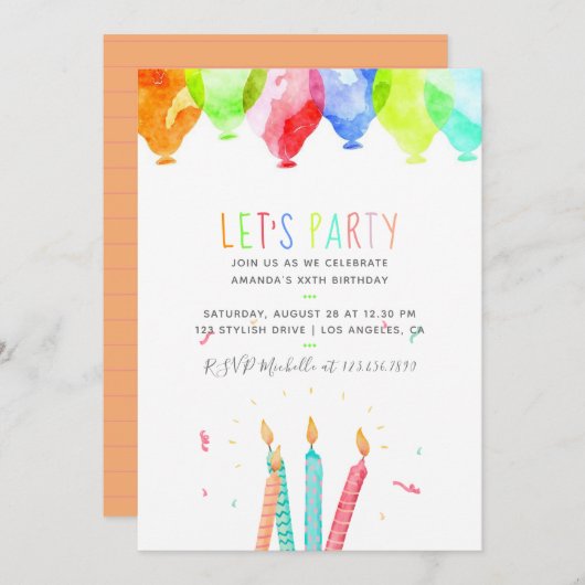 Trendy Waterverf Elke ouderdag nodigt de Partij ui Kaart (Voorkant / Achterkant)