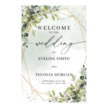 Trendy waterverf eucalyptus gouden bruiloft welkom