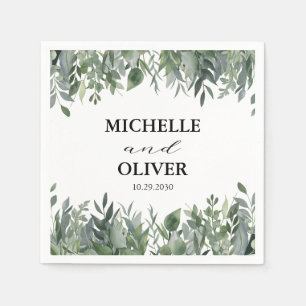 Trendy Waterverf Eucalyptus Groene Huwelijk Servet