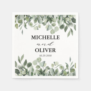 Trendy Waterverf Eucalyptus Groene Huwelijksservet Servet