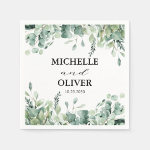 Trendy Waterverf Eucalyptus Groene Huwelijksservet Servet
