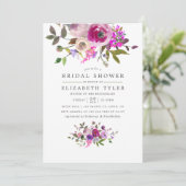 Trendy Waterverf Floral Bridal Shower Invitation Kaart (Staand voorkant)