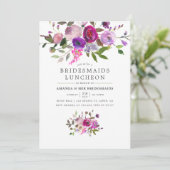 Trendy Waterverf Floral Bridesmaids Luncheon Kaart (Staand voorkant)