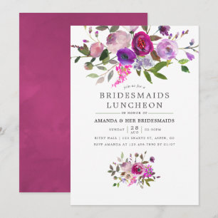 Trendy Waterverf Floral Bridesmaids Luncheon Kaart