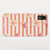 Trendy Waterverf Floral Coral Stripe Pattern Case-Mate iPhone Case (Achterkant (horizontaal))