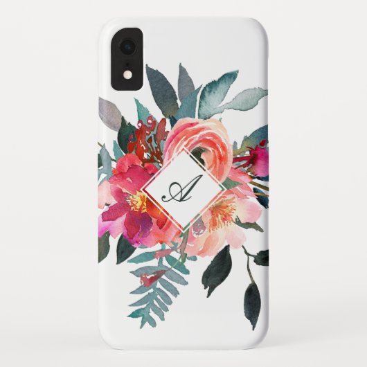 Trendy Waterverf Floral  Fancy Monogram Case-Mate iPhone Case (Achterkant)