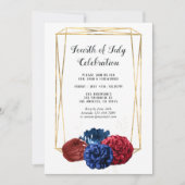 Trendy Waterverf Floral Geometric 4 juli Partij Kaart (Voorkant)